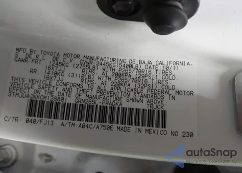 2012 Toyota Tacoma Prerunner V6 from USA, damaged, VIN 3TMJU4GNXCM128801